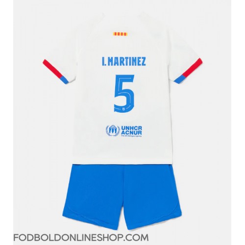 Barcelona Inigo Martinez #5 Udebane Trøje Børn 2023-24 Kortærmet (+ Korte bukser)
